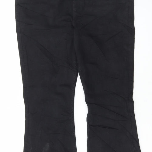 Marks and Spencer Womens Black Cotton Flared Jeans Size 12 L26 in Regular Button