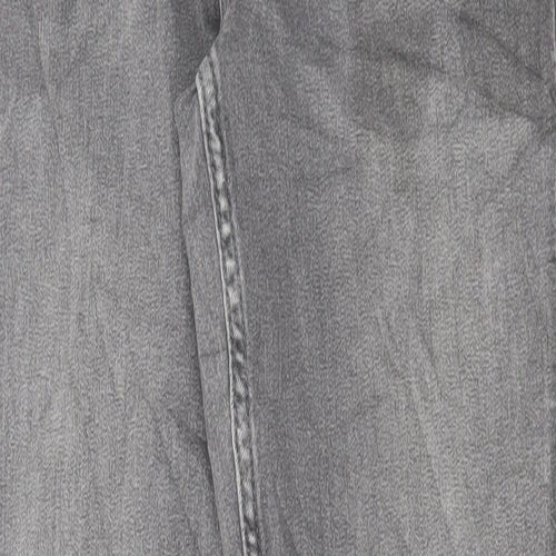 Marks and Spencer Womens Grey Cotton Straight Jeans Size 12 L28 in Regular Button