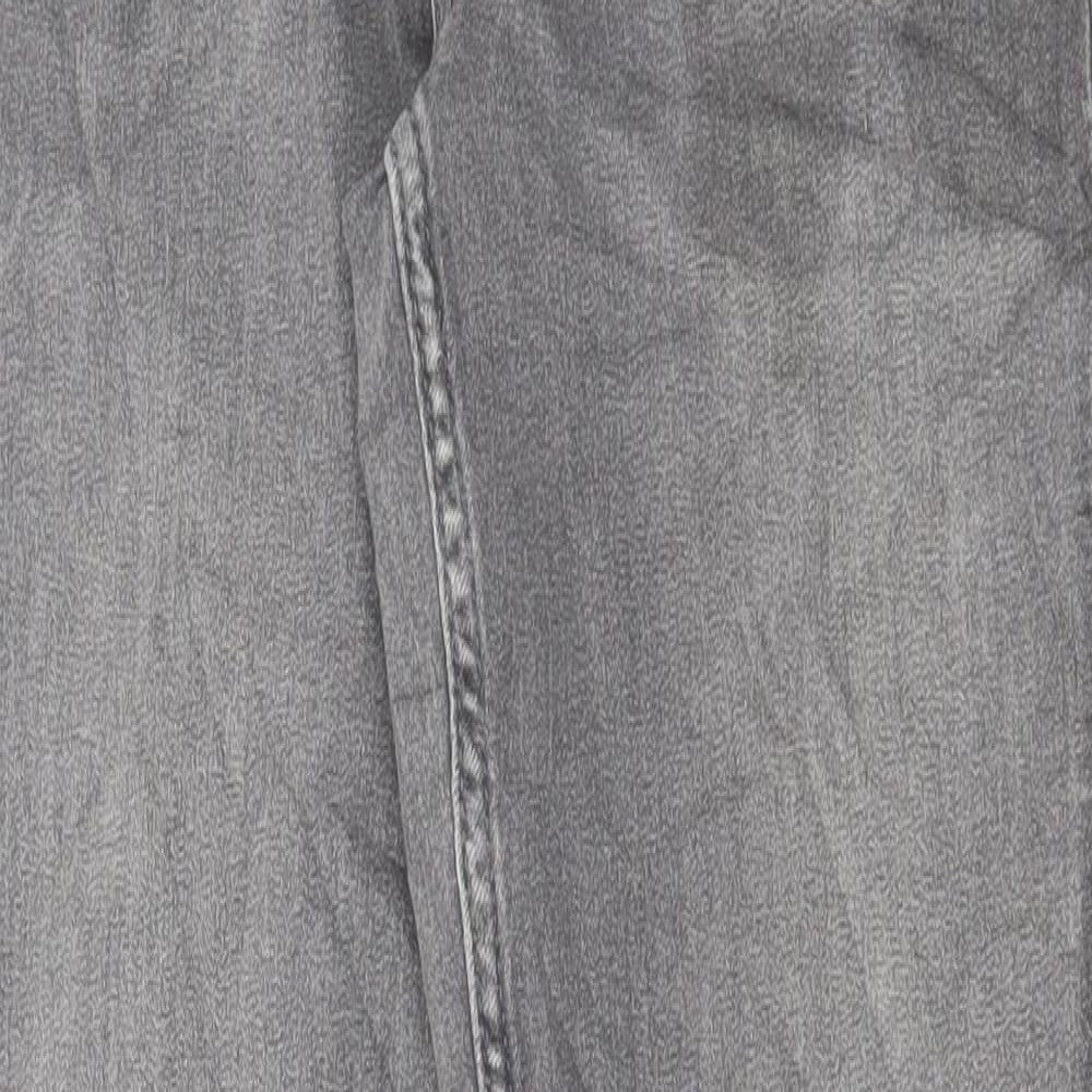 Marks and Spencer Womens Grey Cotton Straight Jeans Size 12 L28 in Regular Button