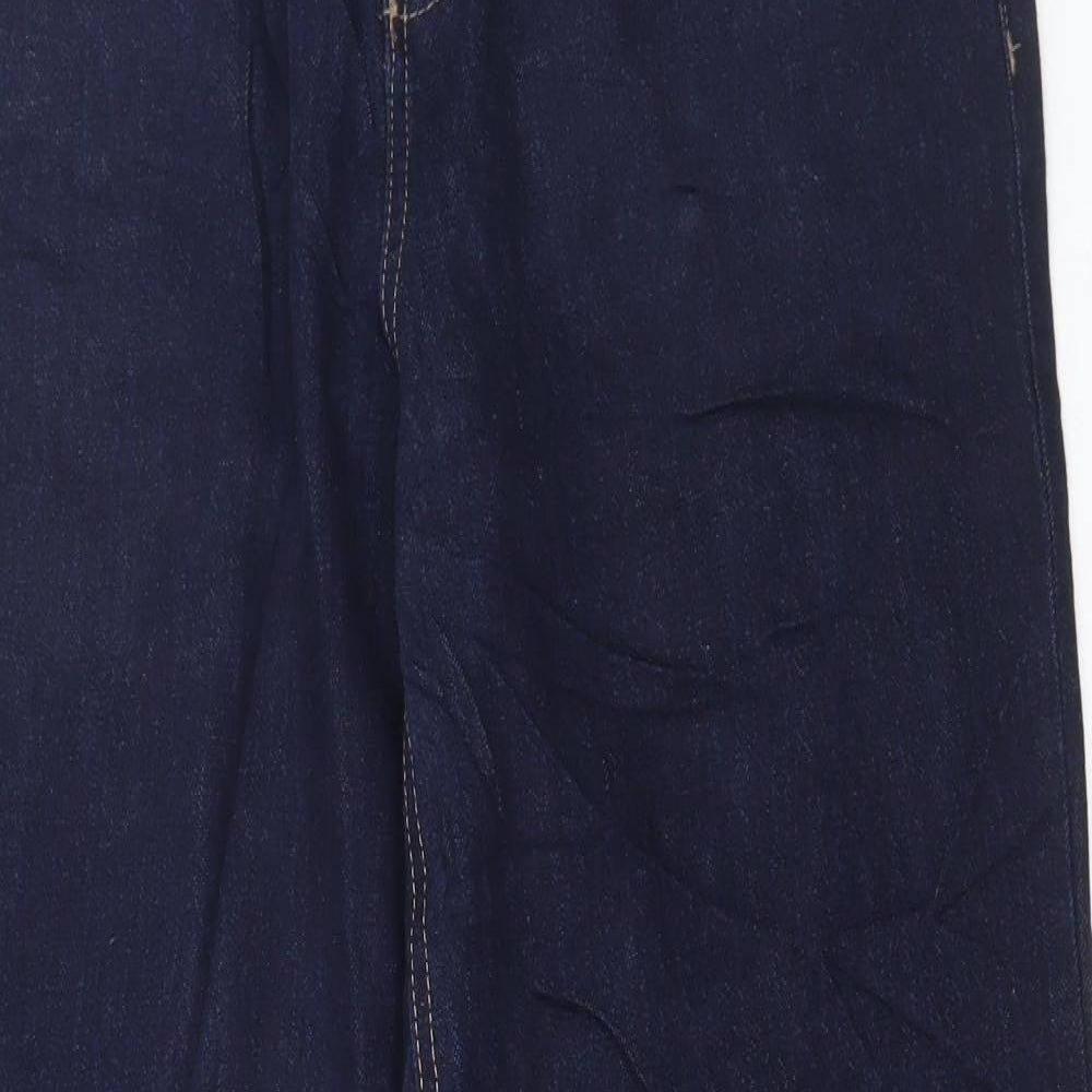 Marks and Spencer Womens Blue Cotton Wide-Leg Jeans Size 14 L31 in Regular Button
