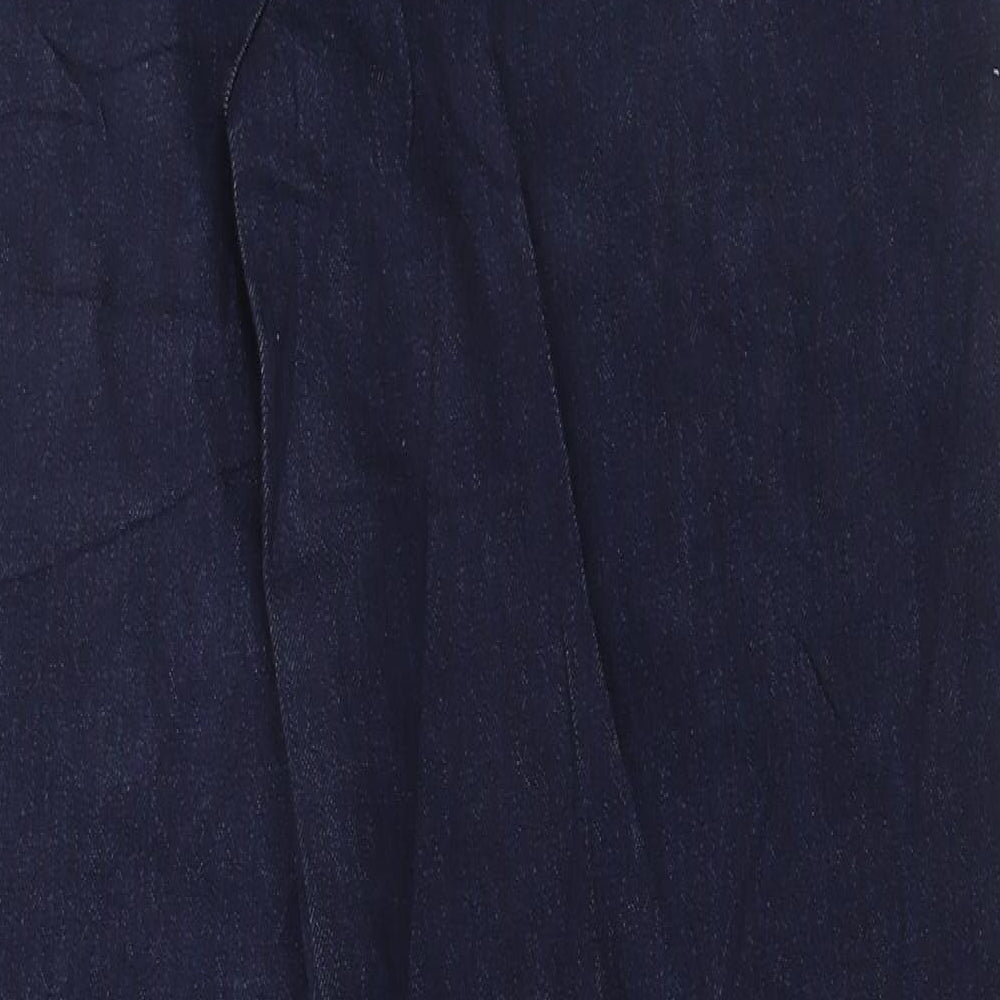 Marks and Spencer Womens Blue Cotton Wide-Leg Jeans Size 14 L31 in Regular Button