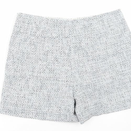 Marks and Spencer Womens Blue Geometric Polyester Chino Shorts Size 20 L6 in Regular Zip