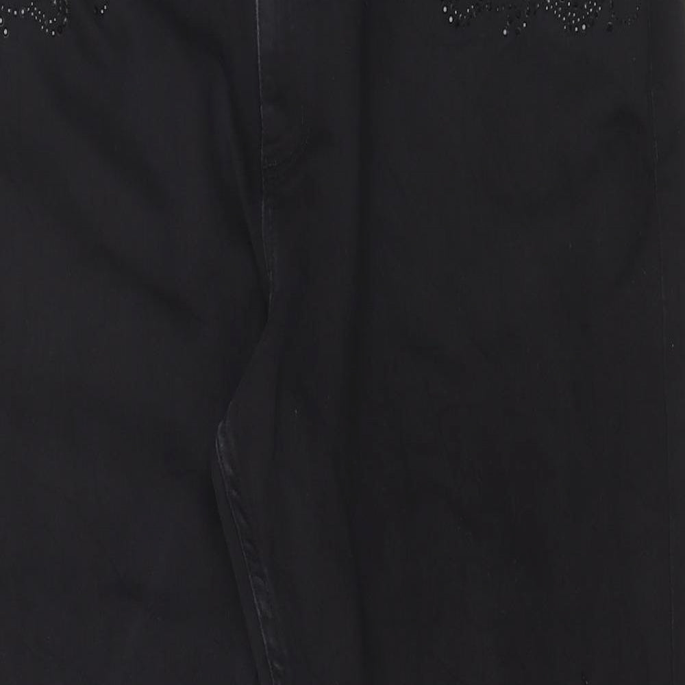 Marks and Spencer Womens Black Cotton Straight Jeans Size 20 L27 in Regular Button