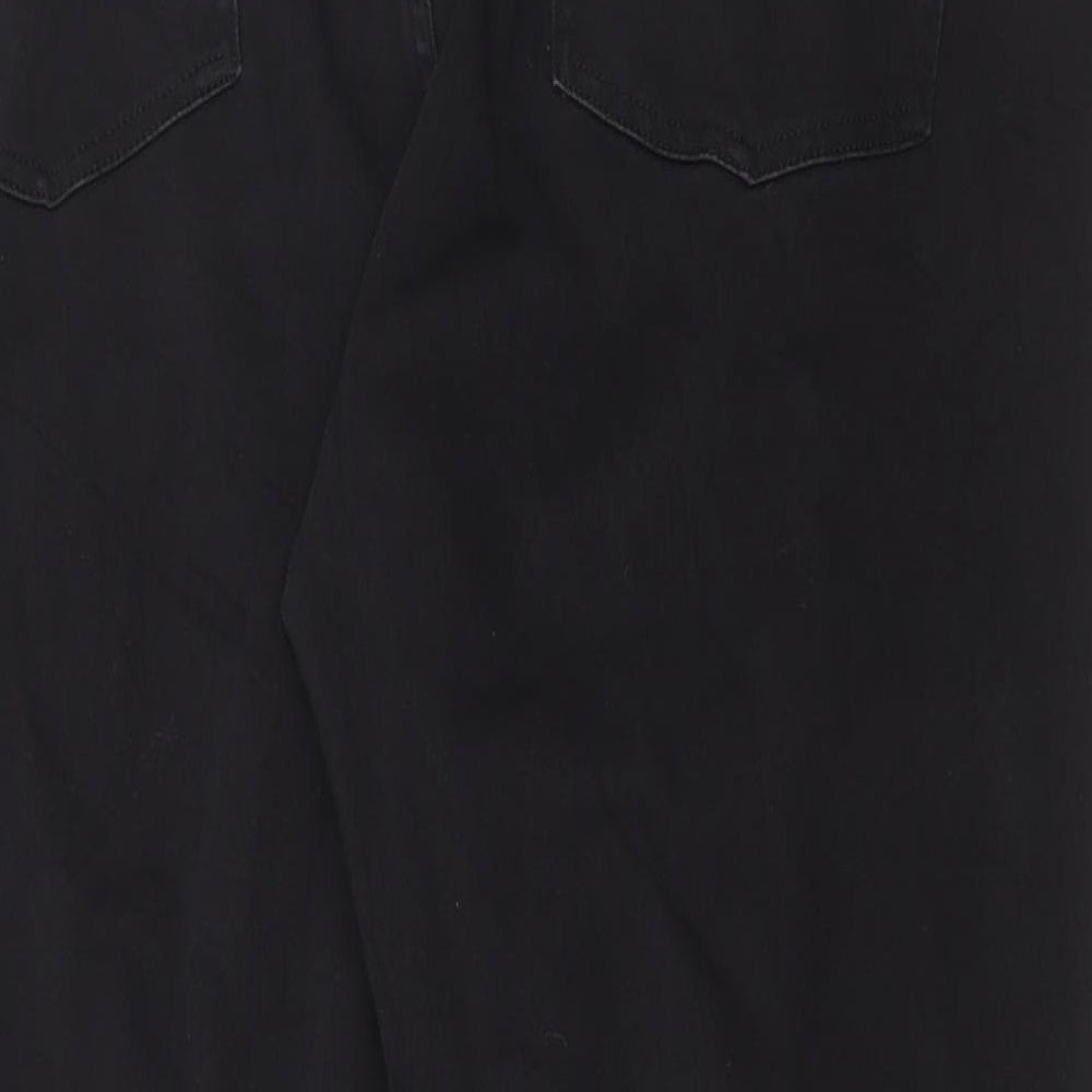 Marks and Spencer Womens Black Cotton Straight Jeans Size 20 L27 in Regular Button