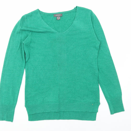 Primark Womens Green V-Neck Acrylic Pullover Jumper Size XS