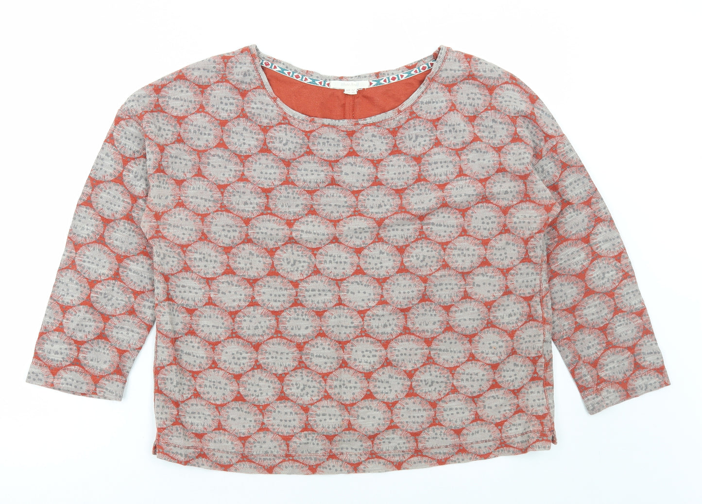 White Stuff Womens Multicoloured Round Neck Geometric Cotton Pullover Jumper Size 12