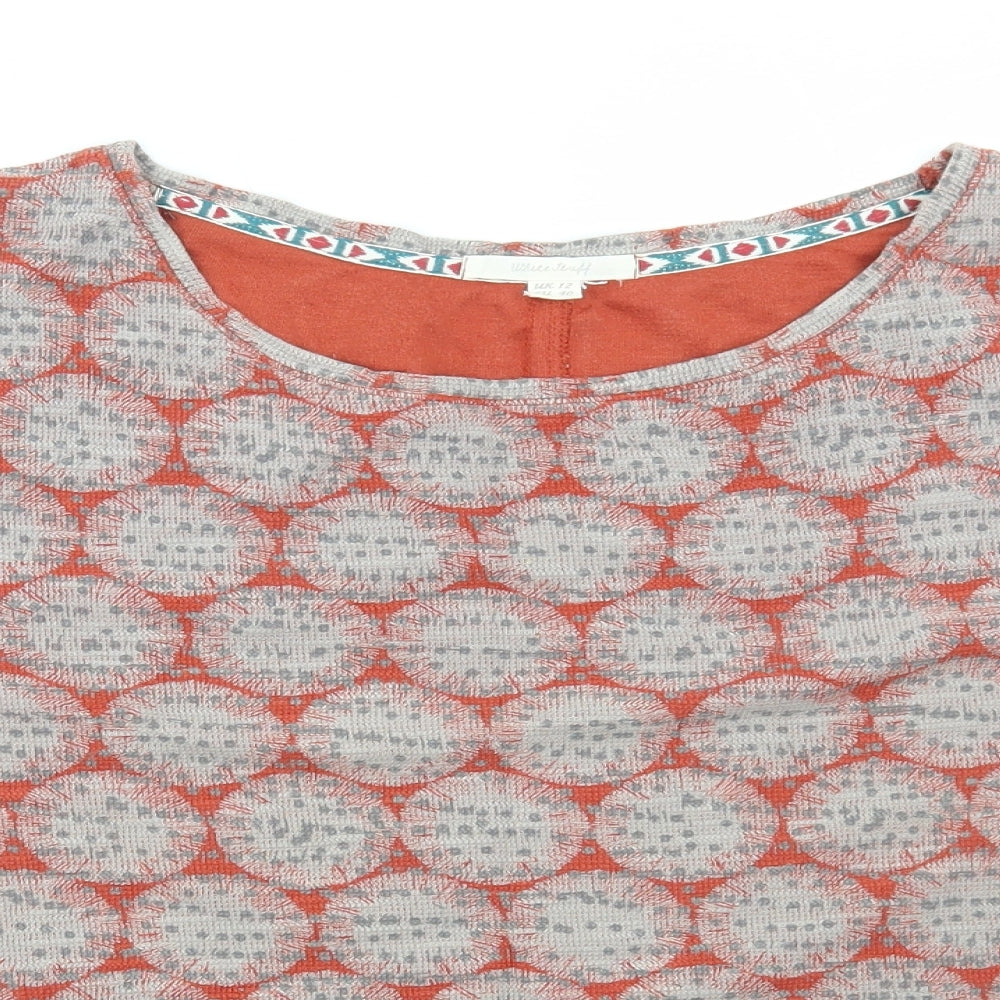 White Stuff Womens Multicoloured Round Neck Geometric Cotton Pullover Jumper Size 12