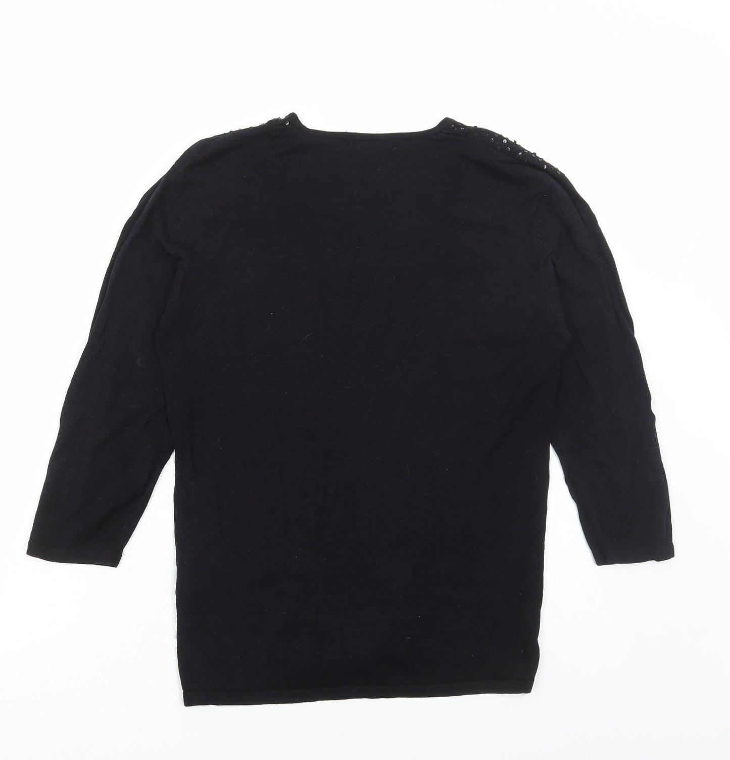 TCM Womens Black Silk Basic T-Shirt Size 16 Scoop Neck