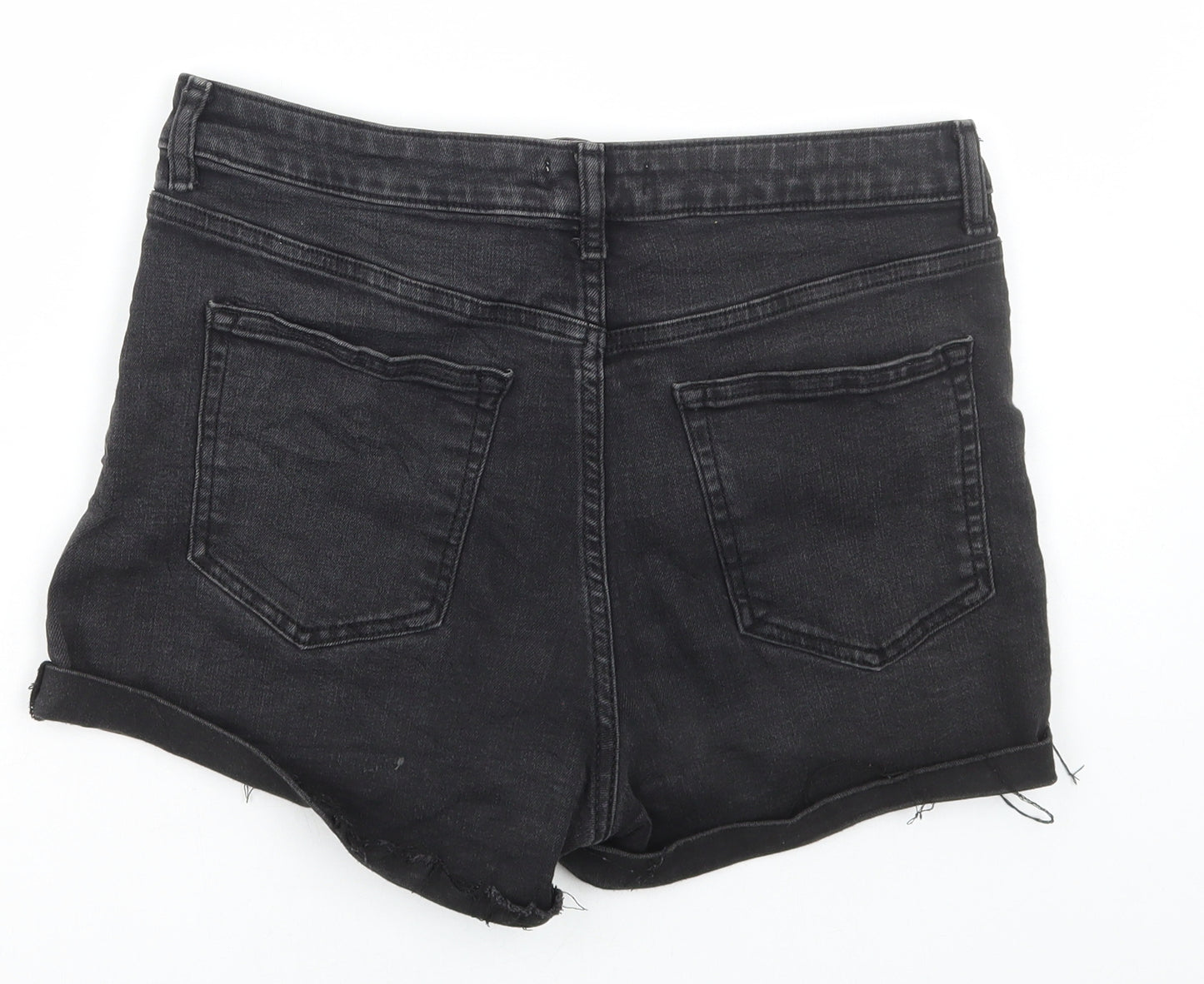 FOREVER 21 Womens Black Cotton Hot Pants Shorts Size 28 in Regular Button