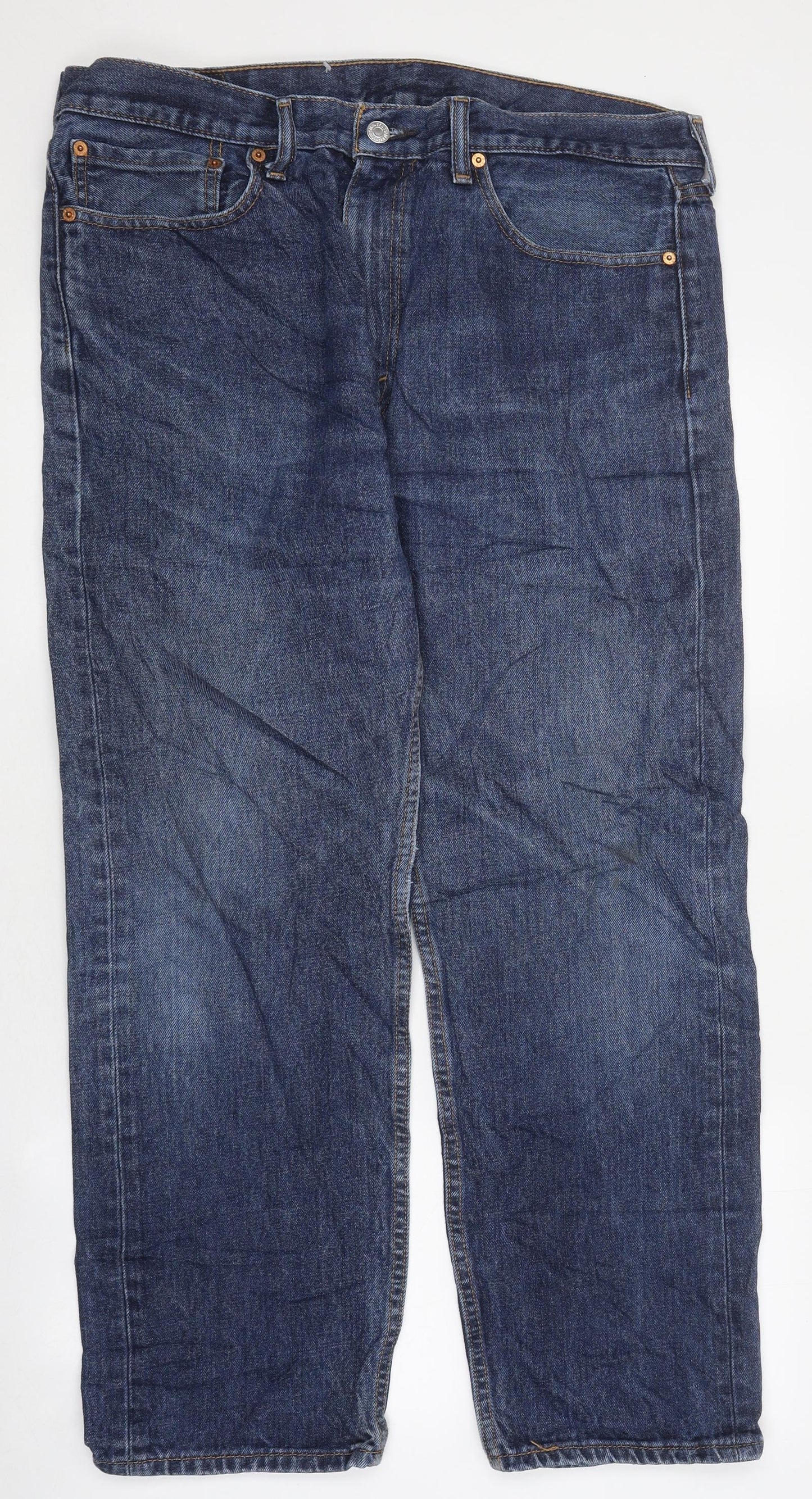 LEVIS Mens Blue Cotton Straight Jeans Size 34 in L38 in Zip