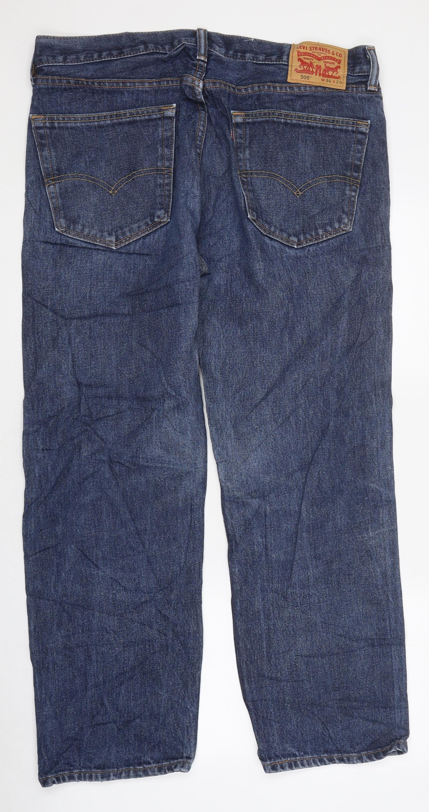 LEVIS Mens Blue Cotton Straight Jeans Size 34 in L38 in Zip
