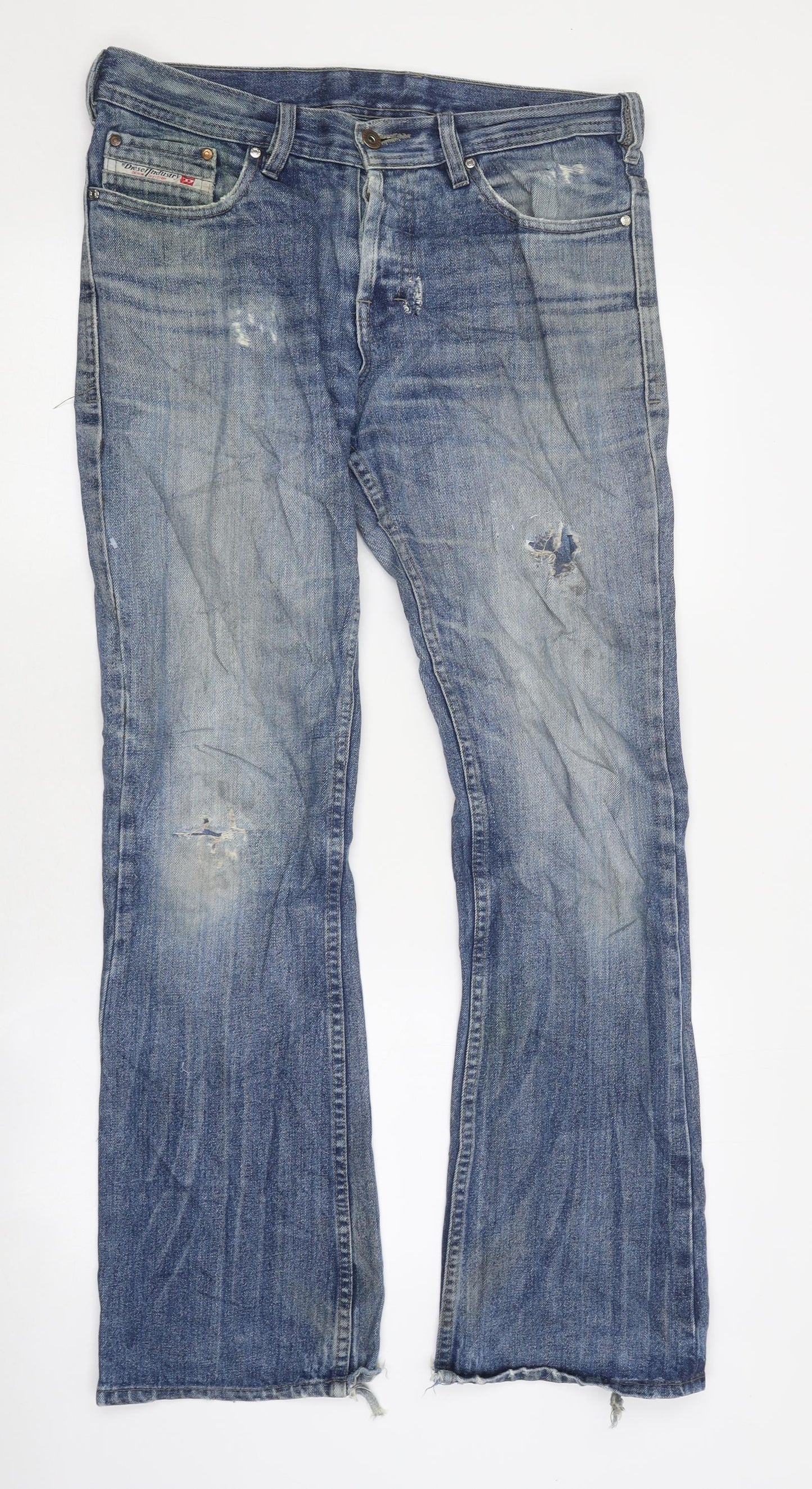 Diesel Mens Blue Cotton Straight Jeans Size 32 in L36 in Regular Zip