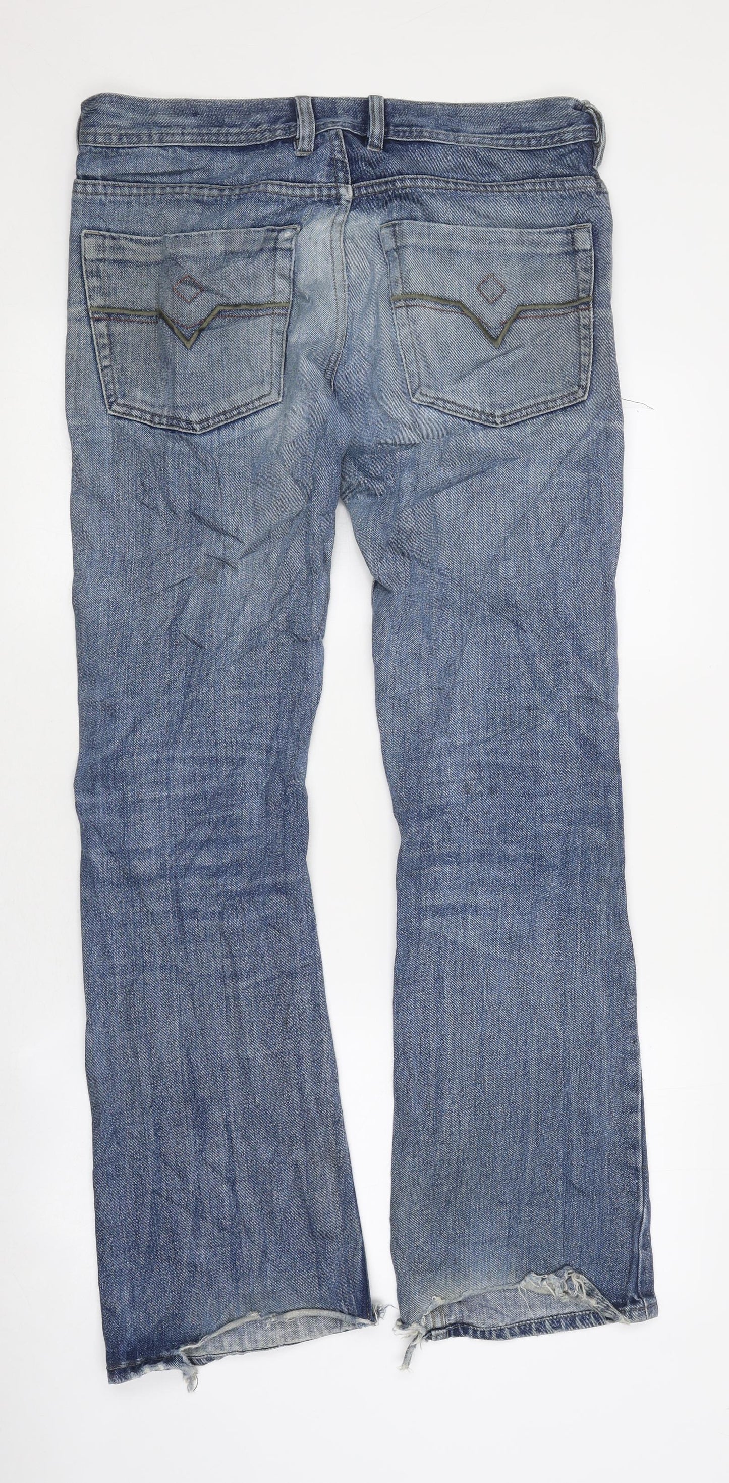 Diesel Mens Blue Cotton Straight Jeans Size 32 in L36 in Regular Zip