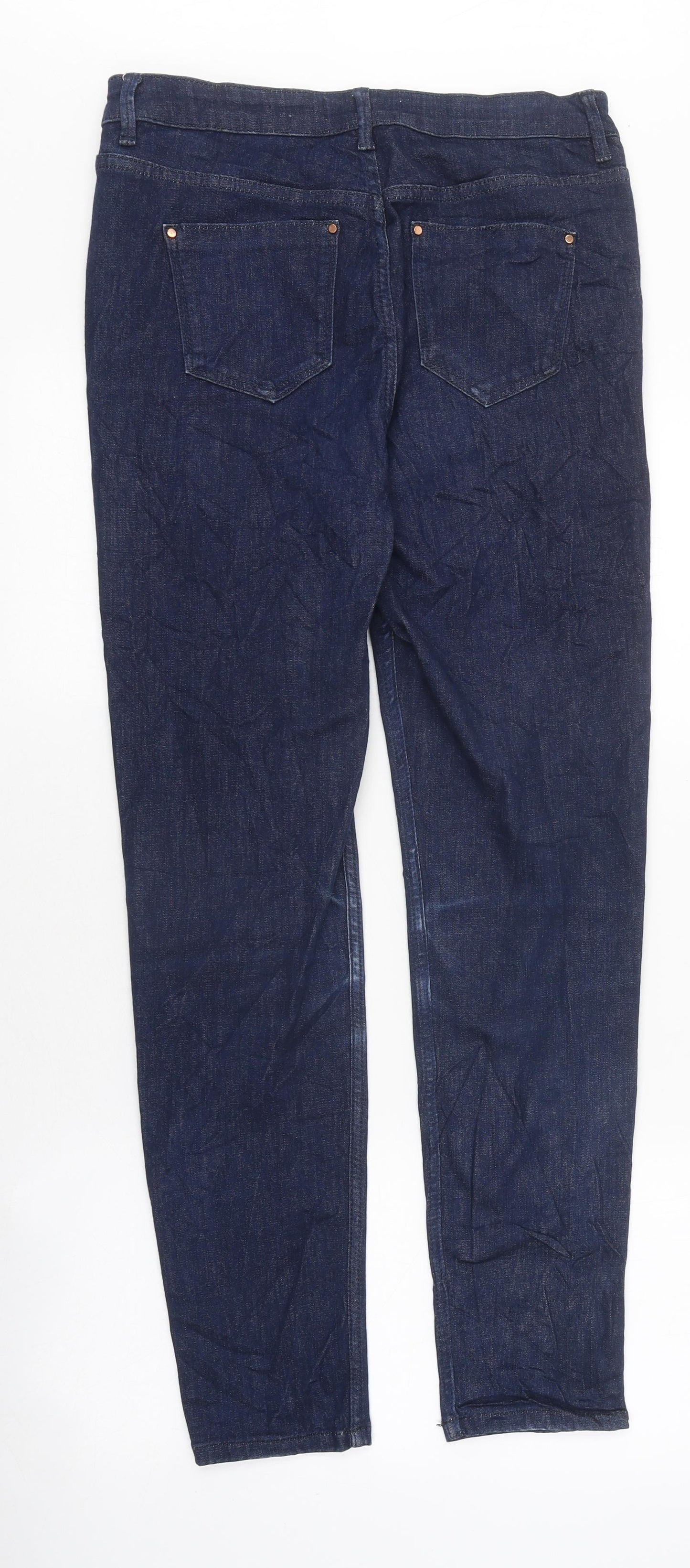 Marks and Spencer Womens Blue 100% Cotton Skinny Jeans Size 10 L34 in Slim Zip
