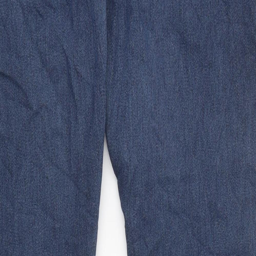 Marks and Spencer Mens Blue Cotton Straight Jeans Size 40 in L35 in Regular Zip