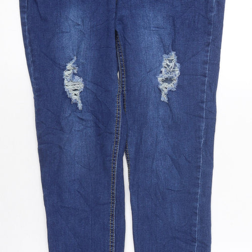 PRETTYLITTLETHING Womens Blue 100% Cotton Skinny Jeans Size 8 L34 in Regular Zip