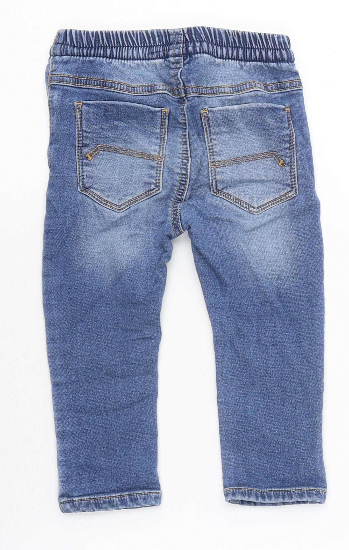 NEXT Boys Blue 100% Cotton Jogger Jeans Size 12-18 Months Drawstring