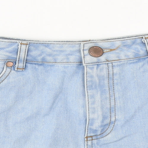 Miss Selfridge Womens Blue 100% Cotton Hot Pants Shorts Size 12 L9 in Regular Zip - Lace Detail