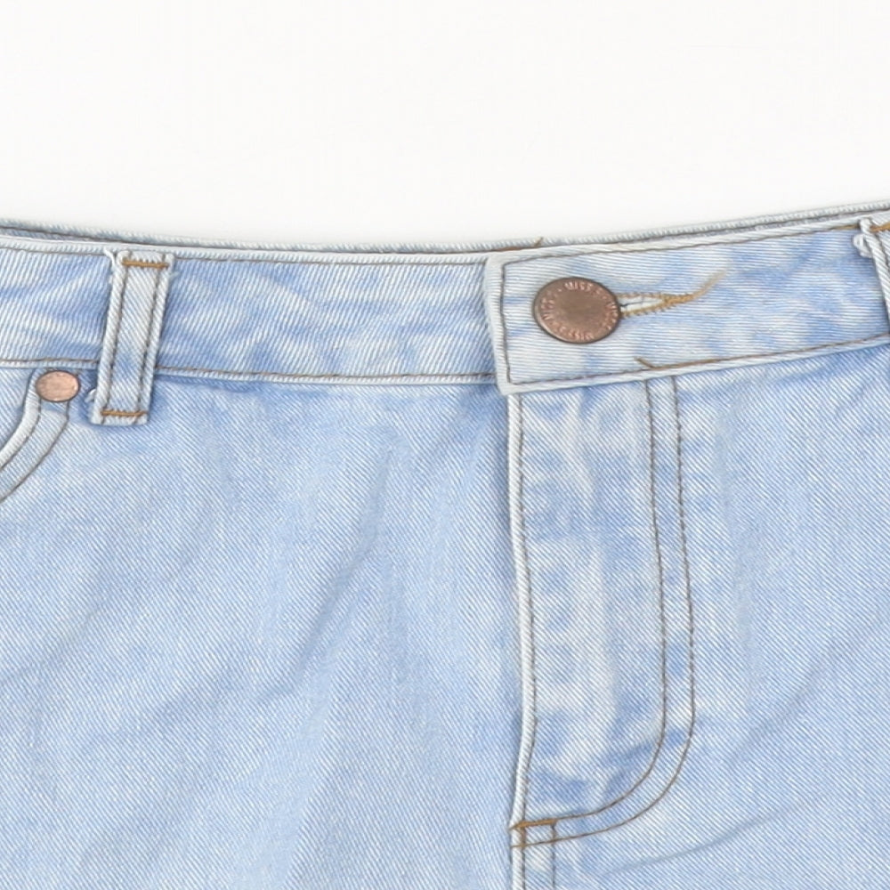 Miss Selfridge Womens Blue 100% Cotton Hot Pants Shorts Size 12 L9 in Regular Zip - Lace Detail