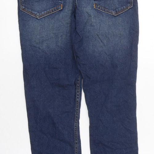 River Island Girls Blue 100% Cotton Skinny Jeans Size 12 Years L31 in Regular Zip - Distressed