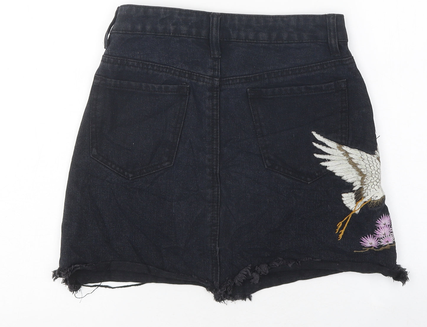 Boohoo Womens Black Cotton Mini Skirt Size 6 Zip