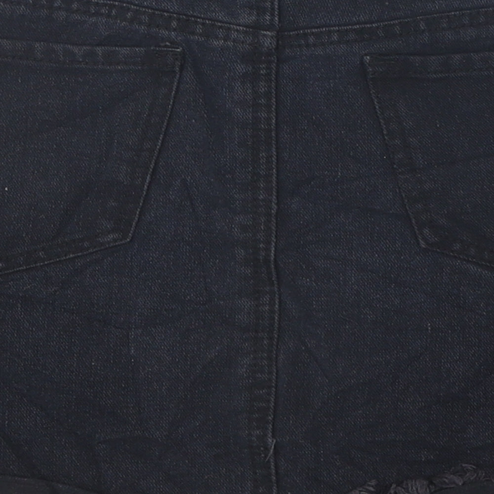 Boohoo Womens Black Cotton Mini Skirt Size 6 Zip
