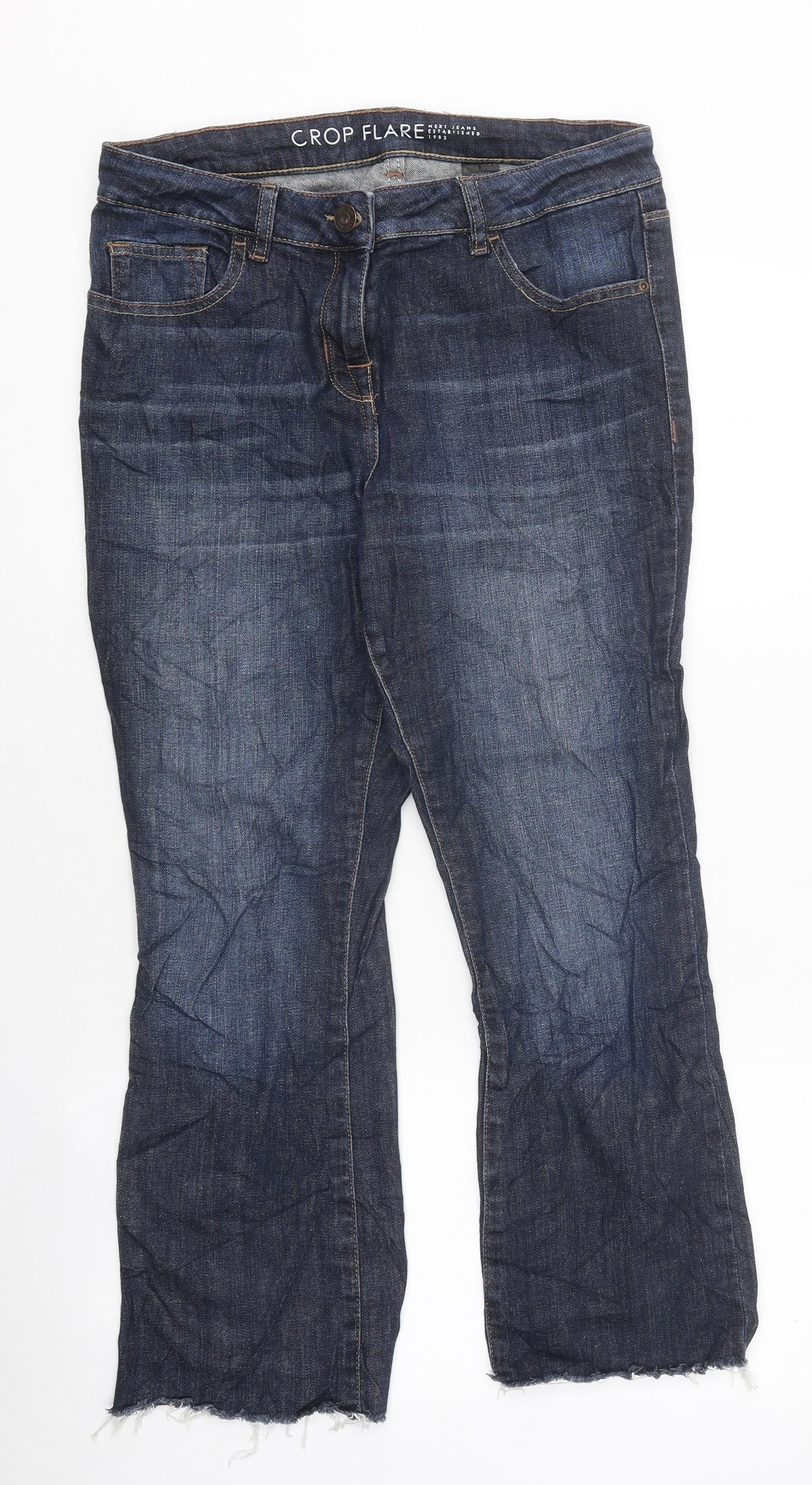 NEXT Womens Blue 100% Cotton Flared Jeans Size 12 L30 in Regular Zip