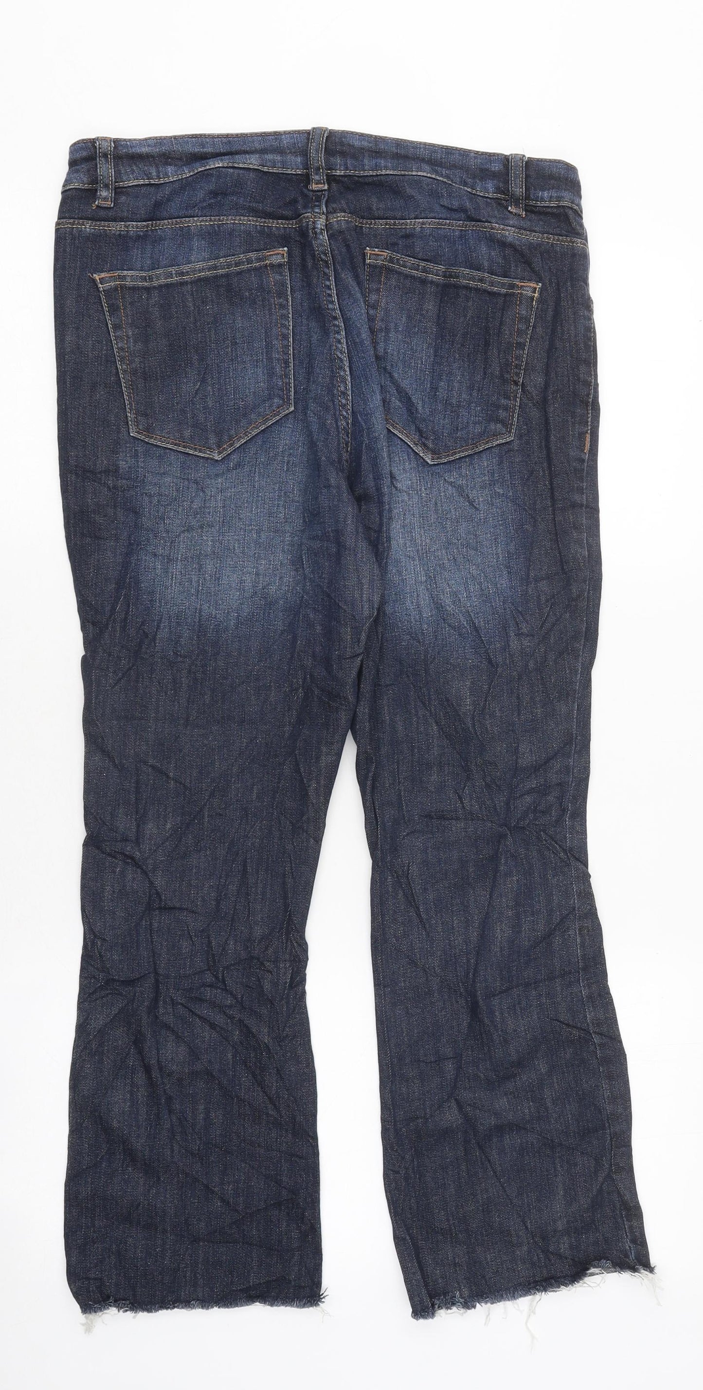 NEXT Womens Blue 100% Cotton Flared Jeans Size 12 L30 in Regular Zip
