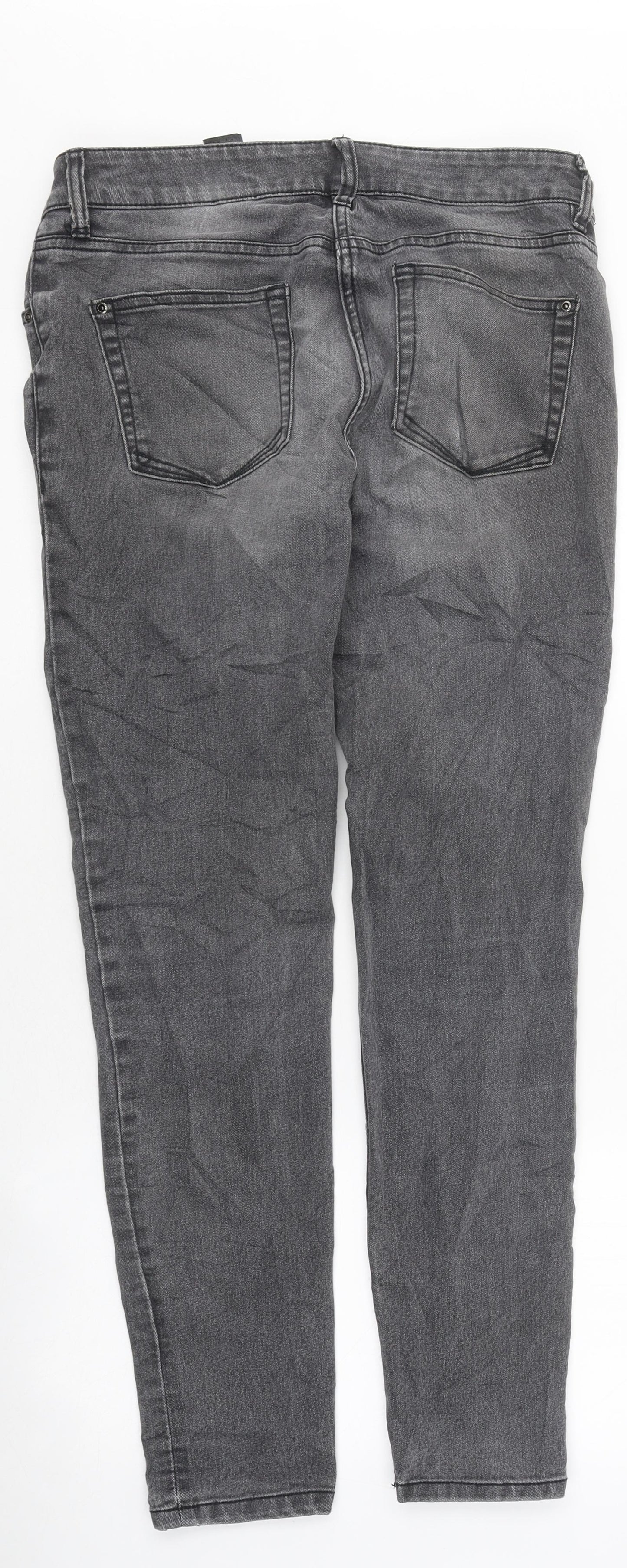 NEXT Womens Grey Cotton Straight Jeans Size 10 L30 in Regular Zip