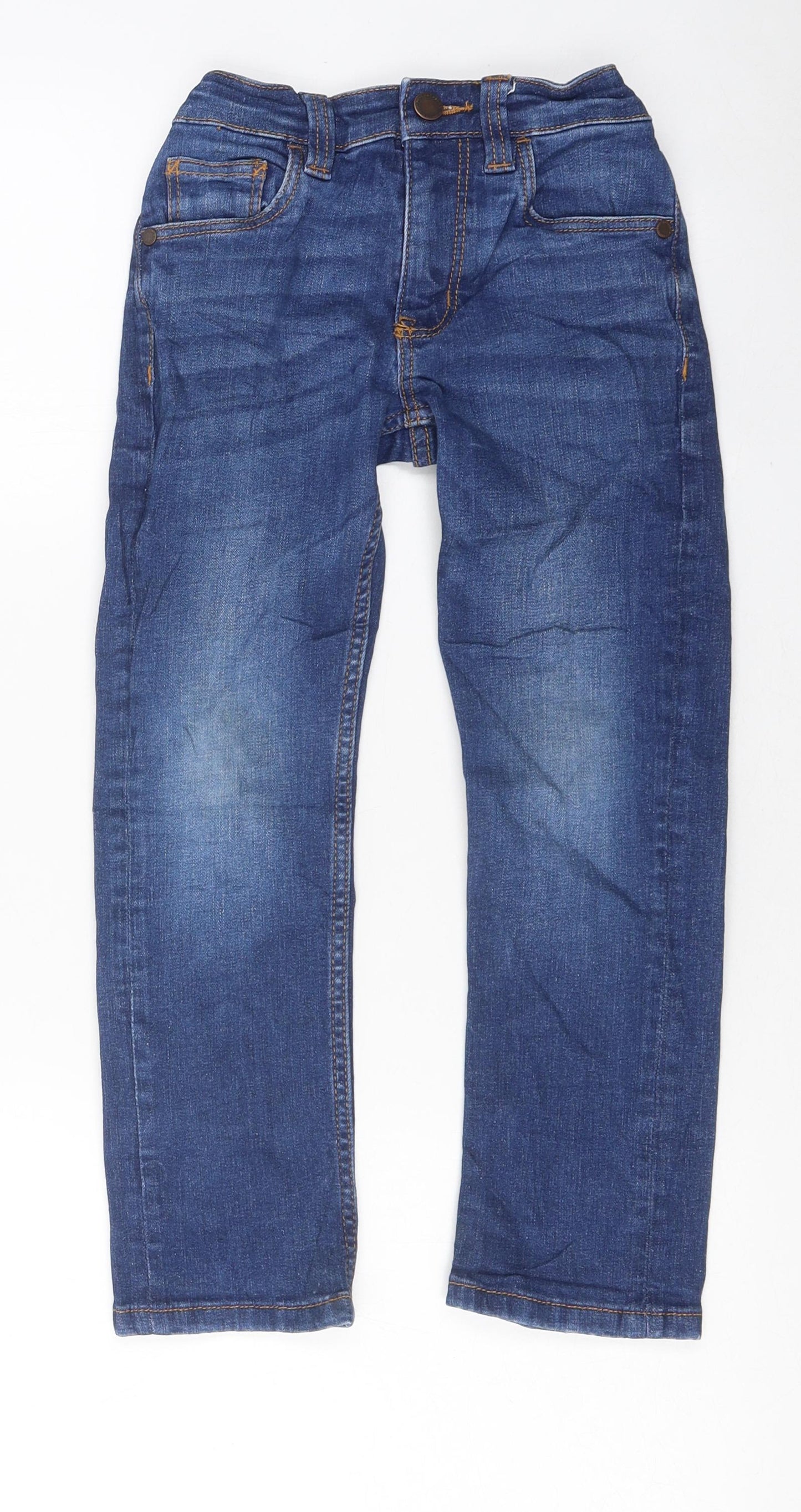 NEXT Girls Blue 100% Cotton Skinny Jeans Size 5 Years Regular Zip