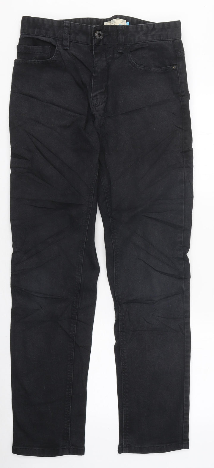 NEXT Mens Black Cotton Skinny Jeans Size 28 in L35 in Relaxed Zip
