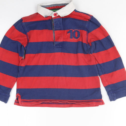 John Lewis Boys Multicoloured Striped Polyester Pullover Polo Size 4 Years Collared Button
