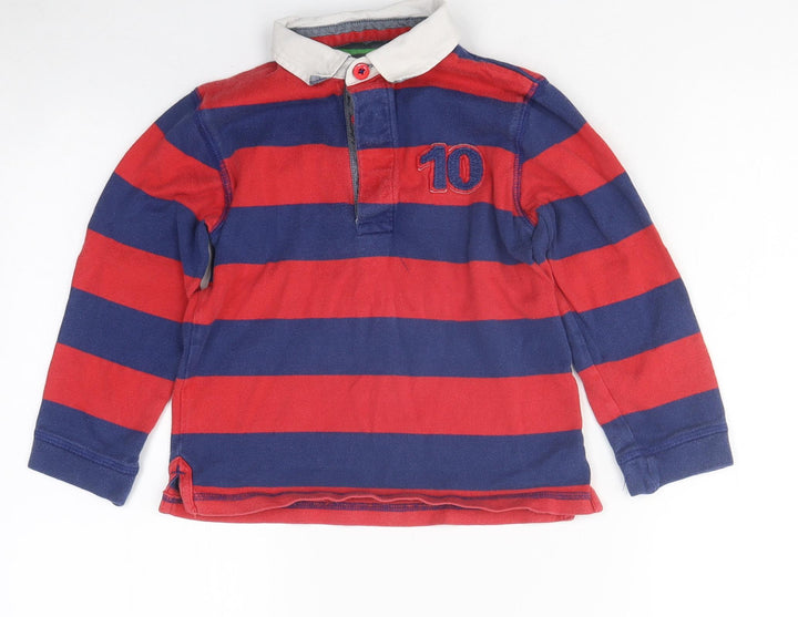 John Lewis Boys Multicoloured Striped Polyester Pullover Polo Size 4 Years Collared Button