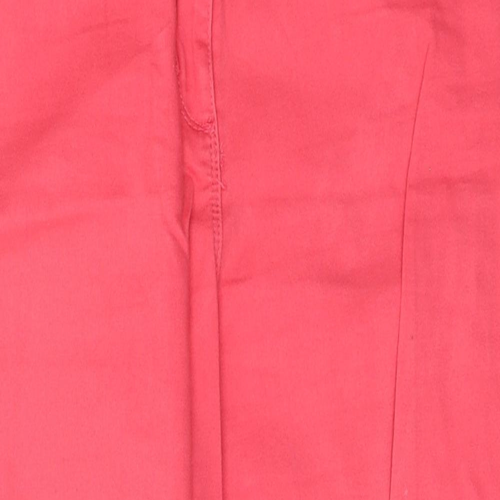 Bonmarché Womens Pink 100% Cotton Cropped Jeans Size 14 L28 in Regular Zip