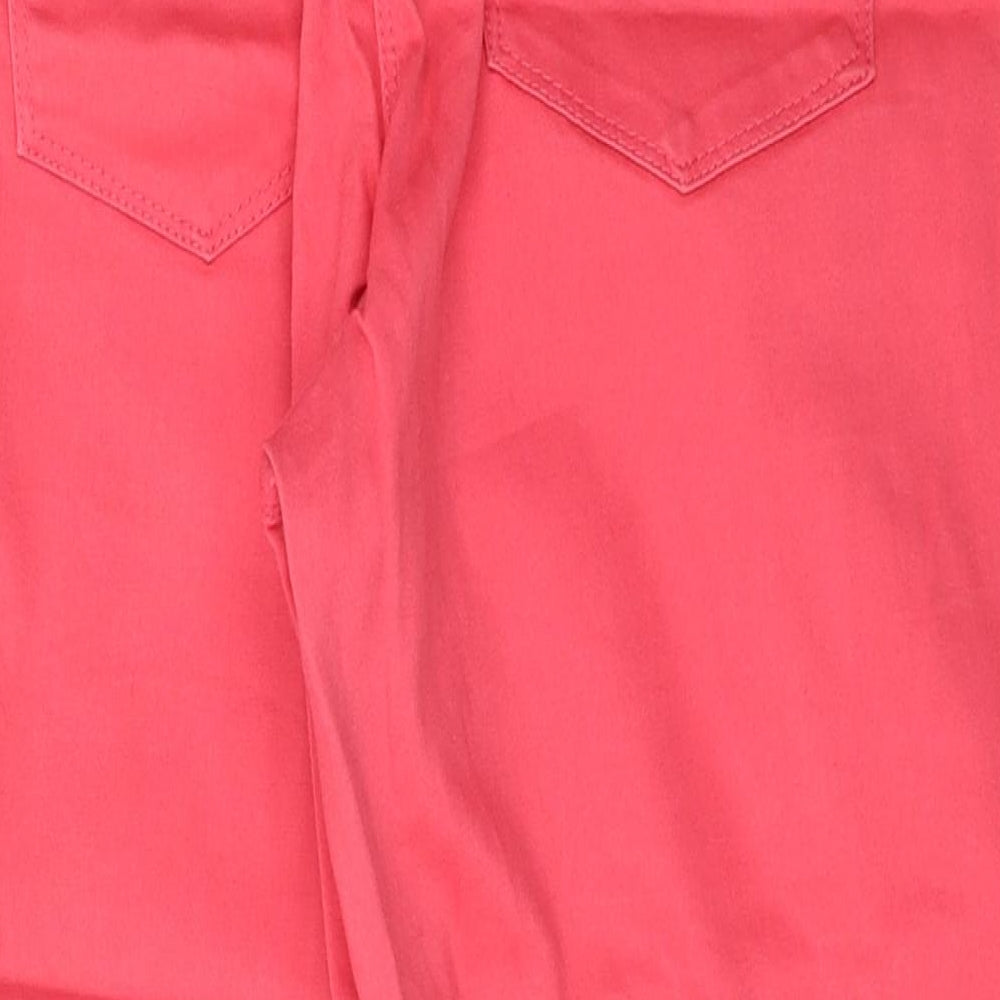 Bonmarché Womens Pink 100% Cotton Cropped Jeans Size 14 L28 in Regular Zip