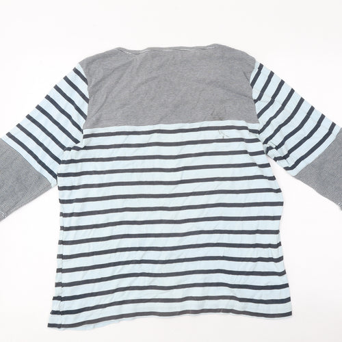 Cotton Traders Womens Multicoloured Striped Cotton Basic T-Shirt Size 16 Round Neck