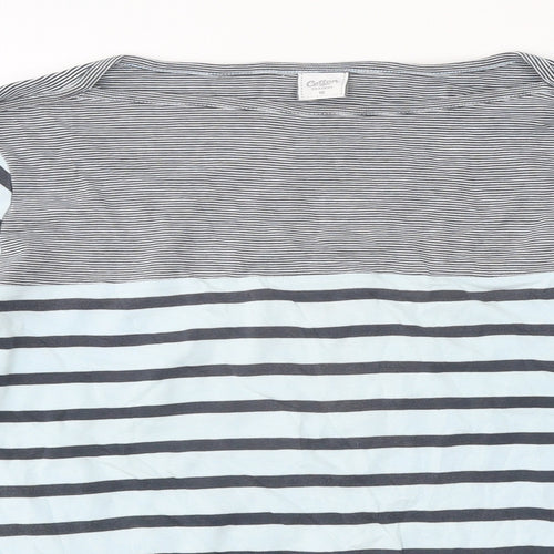 Cotton Traders Womens Multicoloured Striped Cotton Basic T-Shirt Size 16 Round Neck