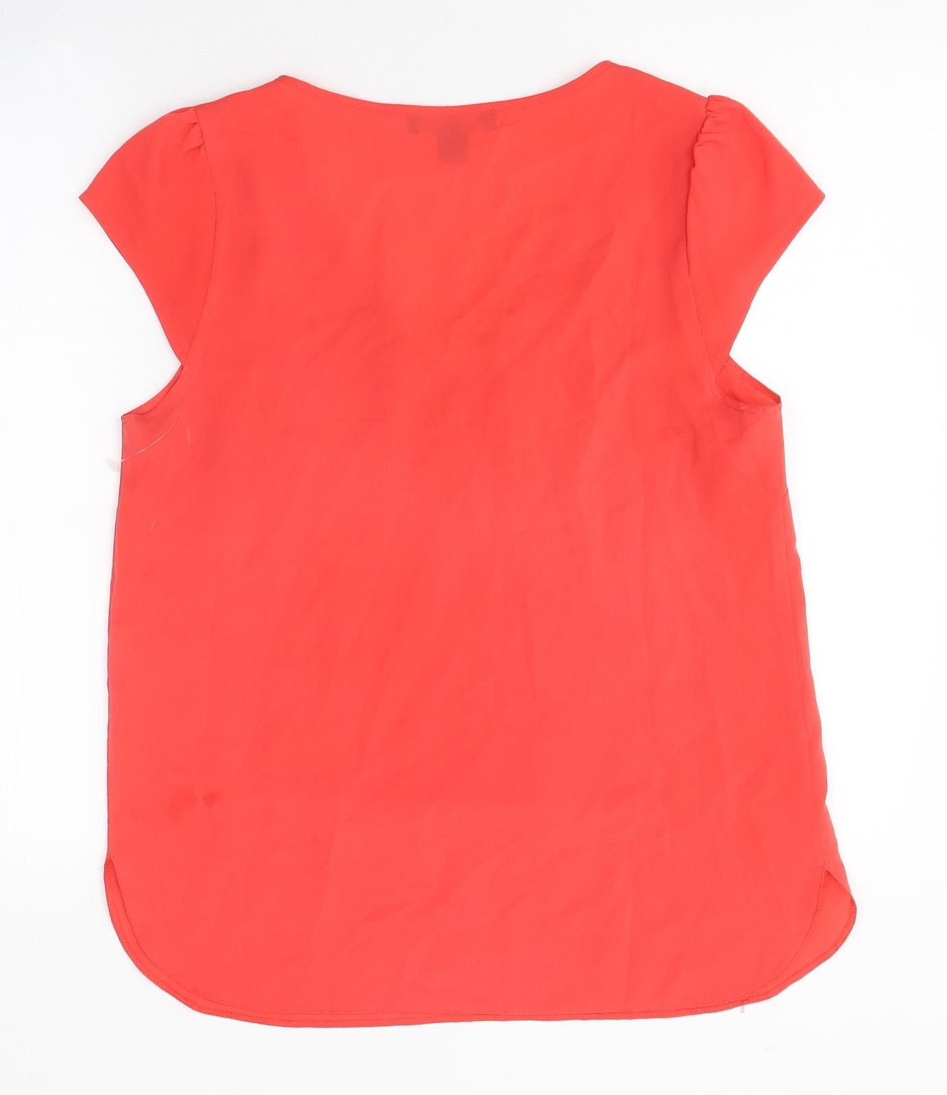 Atmosphere Womens Red Polyester Basic Blouse Size 10 V-Neck