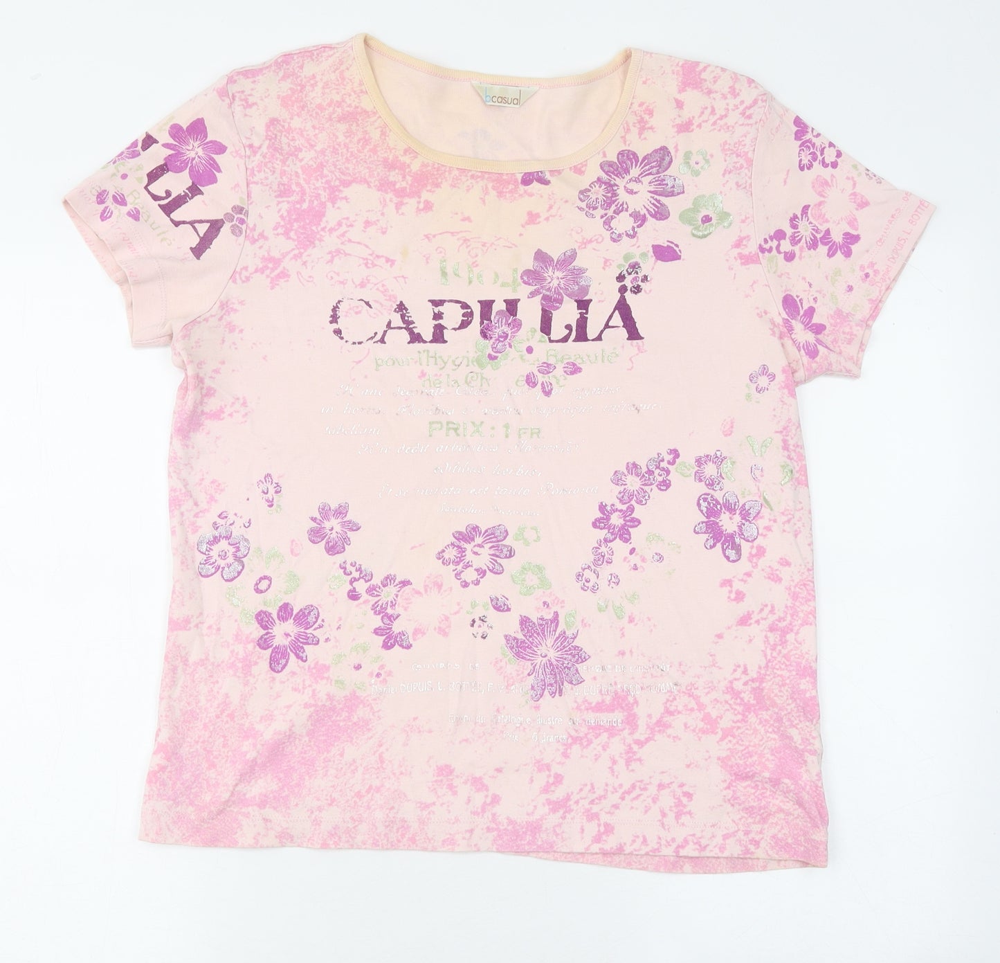 Bcasual Womens Multicoloured Floral Polyester Basic T-Shirt Size 18 Round Neck - Capulia