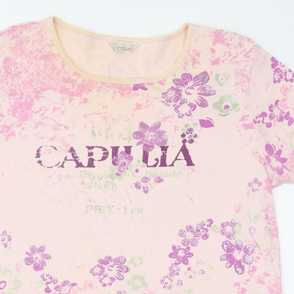 Bcasual Womens Multicoloured Floral Polyester Basic T-Shirt Size 18 Round Neck - Capulia