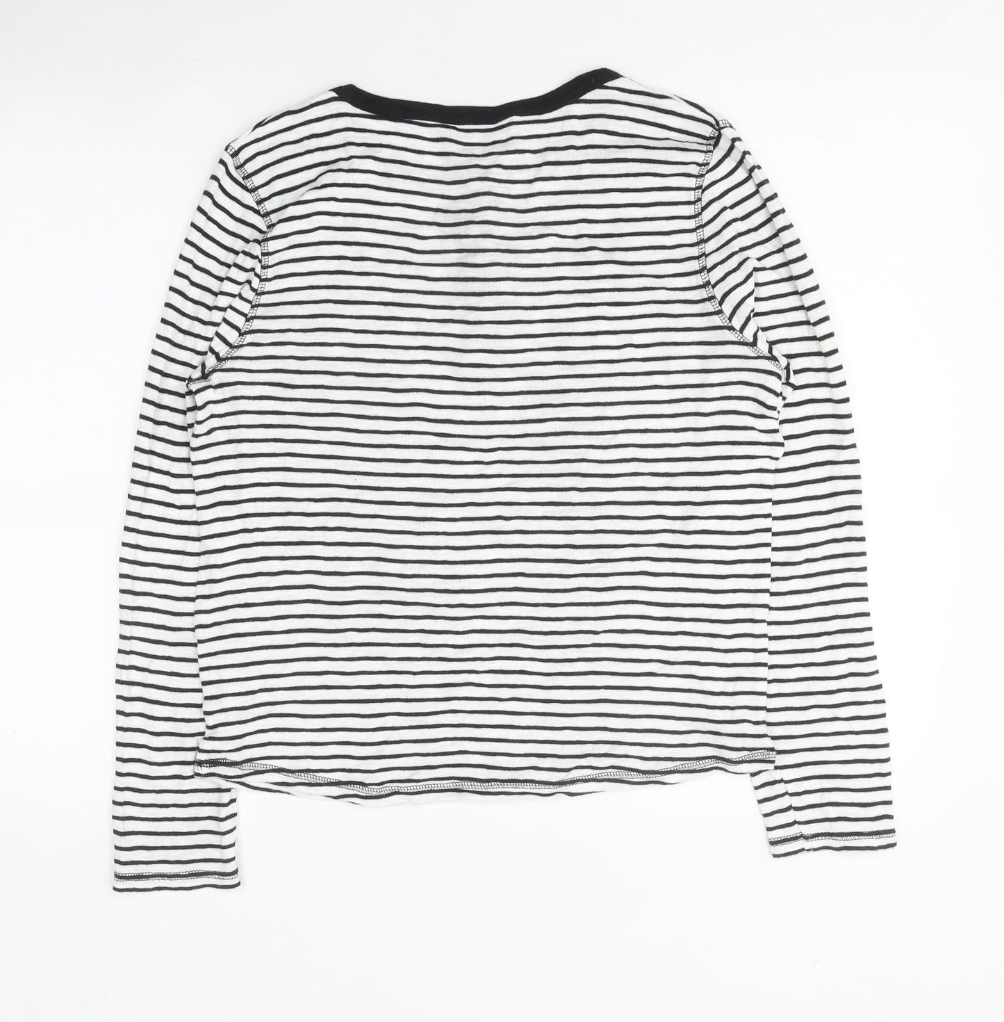 Marks and Spencer Womens Multicoloured Striped Polyester Basic Button-Up Size 12 Round Neck