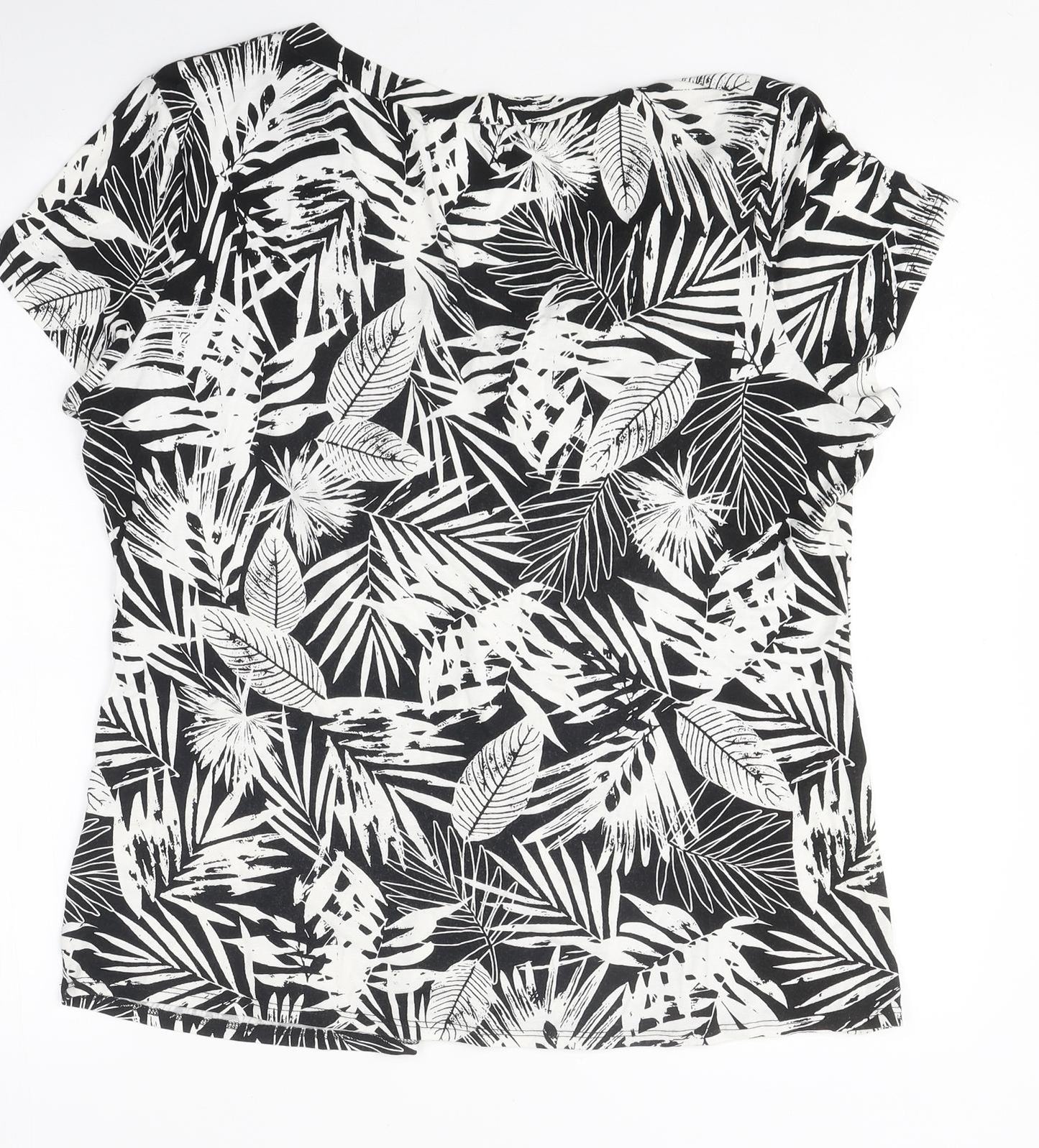 Preworn Womens Multicoloured Floral Polyester Basic T-Shirt Size 18 Round Neck