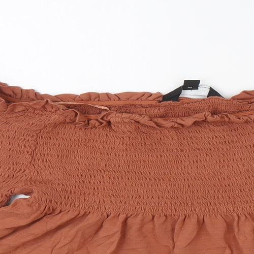 New Look Womens Orange Cotton Cropped Blouse Size 8 Off the Shoulder - Elasticated
