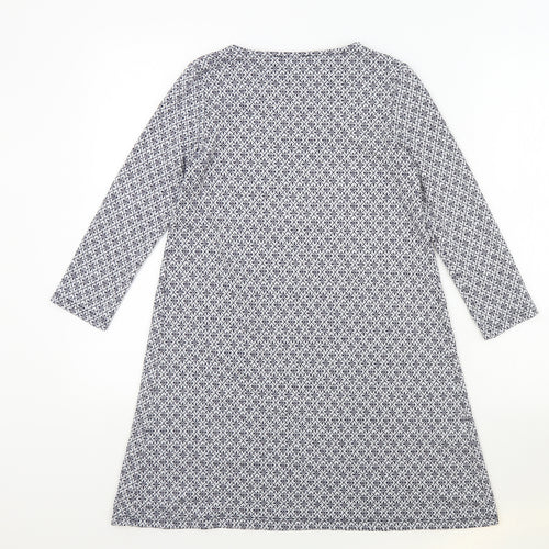 Zuiki Womens Black Geometric Polyester T-Shirt Dress Size S Round Neck Pullover