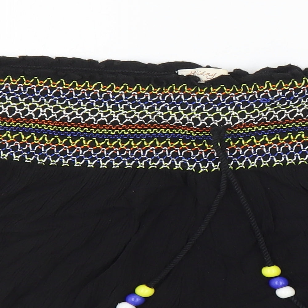 F&F Womens Black Viscose Bermuda Shorts Size 14 Regular Pull On