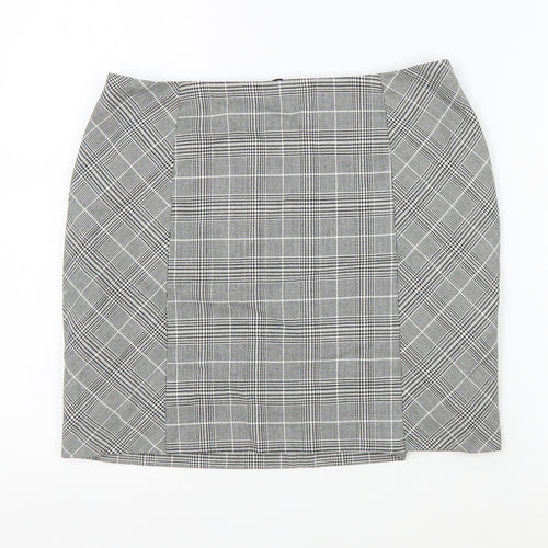 H&M Womens Grey Plaid Polyester Mini Skirt Size 10 Zip