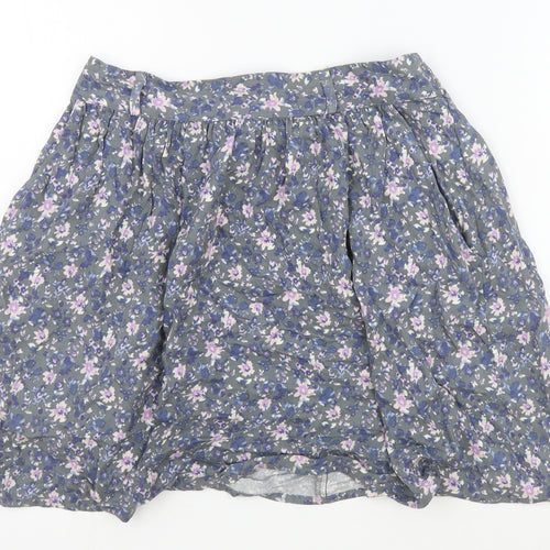 Indigo Womens Grey Floral Viscose Mini Skirt Size 10