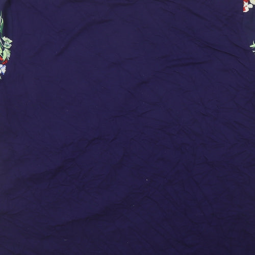 George Womens Blue Floral Polyester Basic T-Shirt Size 20 Round Neck