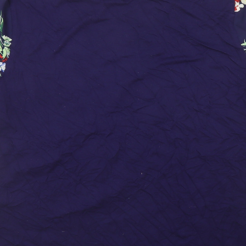 George Womens Blue Floral Polyester Basic T-Shirt Size 20 Round Neck