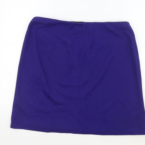 Roman Womens Blue Acrylic Straight & Pencil Skirt Size 18 - Faux Leather Pockets